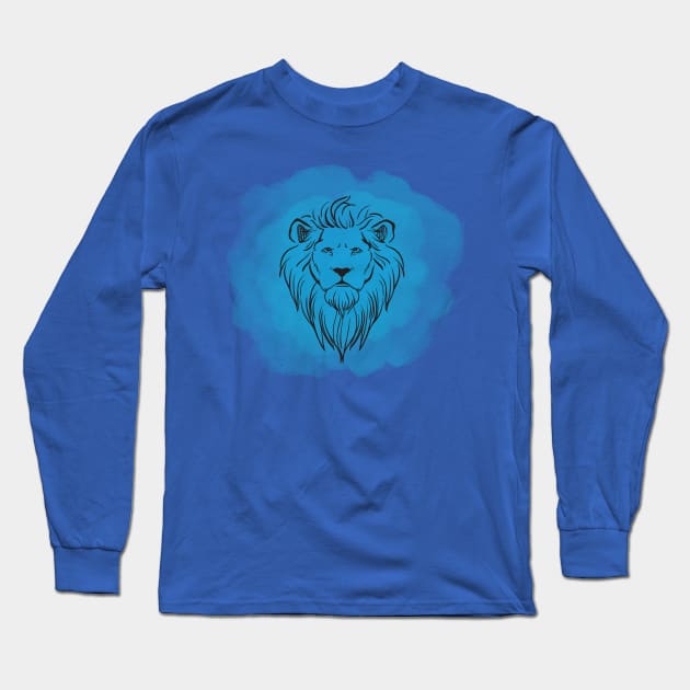 Blue lion head Long Sleeve T-Shirt by Nano-none